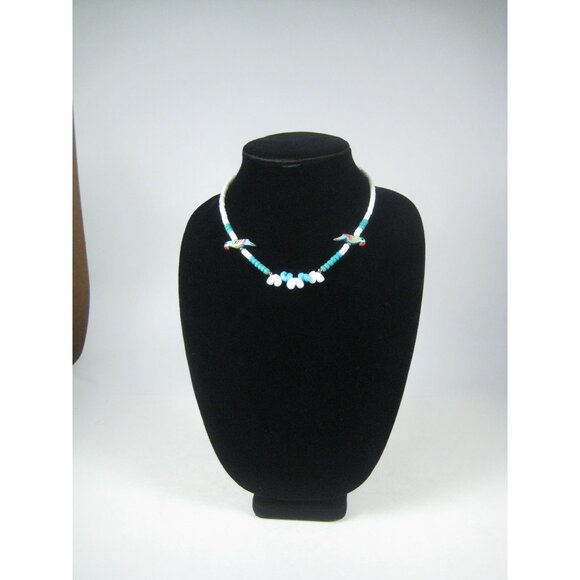 Puka Shell Vintage Shell Beaded Necklace Parrot Charms Bird Parakeet 1970 - Picture 6 of 11